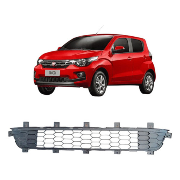 Grade Dianteir Inferior Parachoque Fiat Mobi 2016/2020 Cinza-escuro