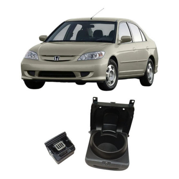 Porta Copos E Cinzeiro Console Honda Civic 2001/2005 Cinza