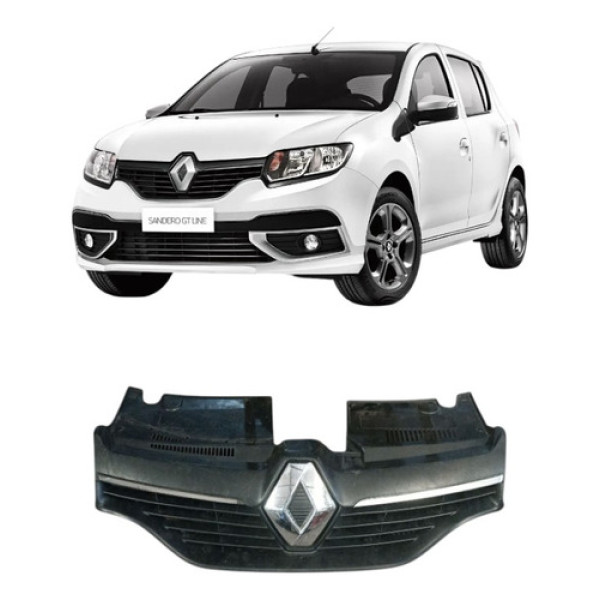 Grade Parachoque Dianteiro Renault Logan Sandero 2015 A 2017 Preto