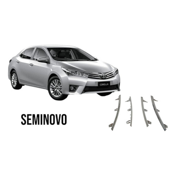 Jogo Friso Grade Dianteira Toyota Corolla 2015/2017 Original Cromado Brilhante