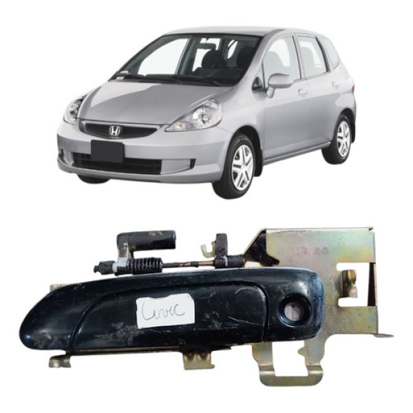 Maçaneta Ext Diant Esquerd Honda Fit 2003/2008 Preto Dianteira