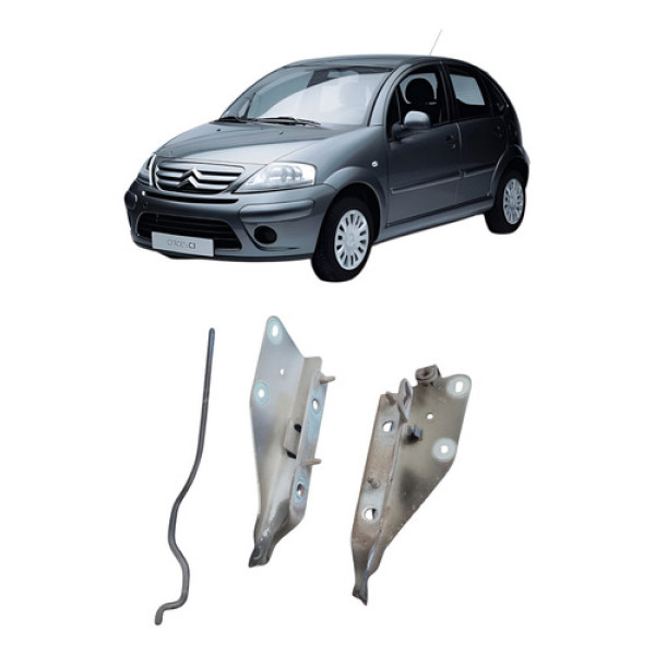 Dobradiça Braço Capo Citroen C3 2002 A 2012 Par