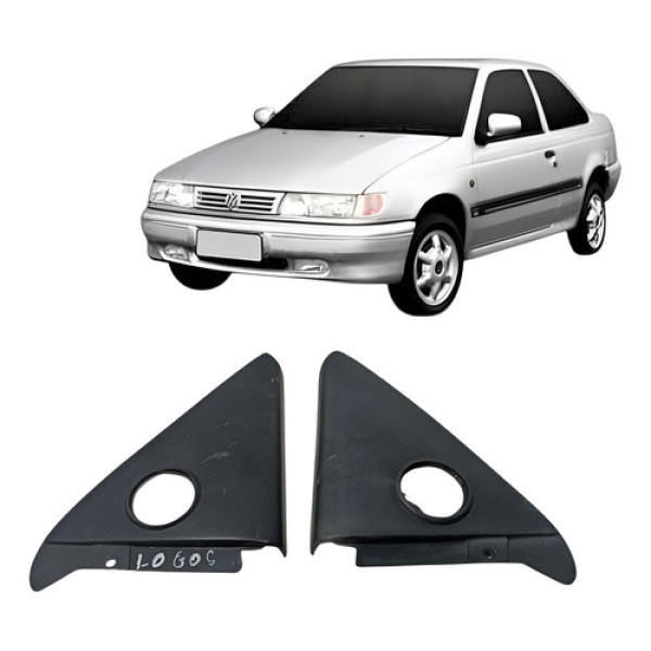 Moldura Int Porta Espelho Retrovisor Logus Pointer Par Preto