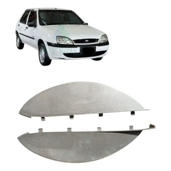 Acabamento Moldura Painel Lateral Ford Fiesta 1996/2001 Par Cinza Claro
