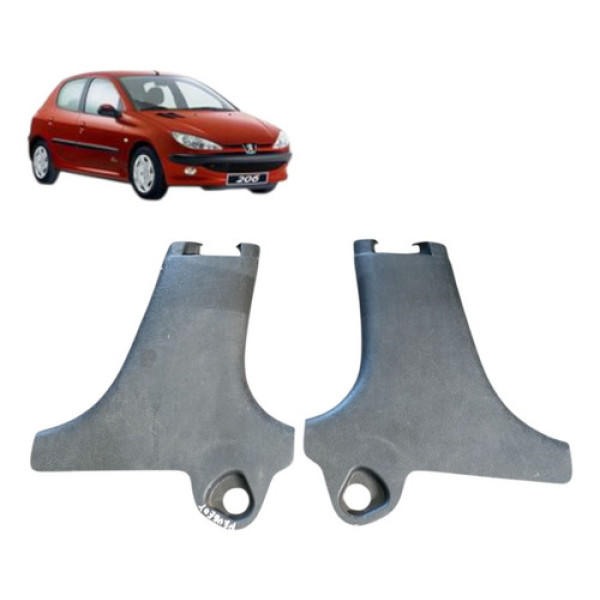 Moldura Acabamento Inferior Coluna Peugeot 206 2000/2007 Par - Preto