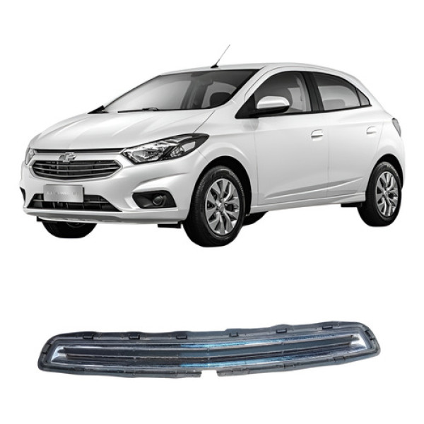 Grade Superior Parachoque Radiador Dianteir Onix 2013 A 2017 Preto/cromado