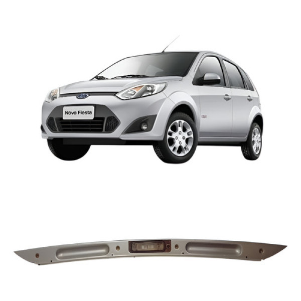 Moldura Tampa Traseira Luz Placa Fiesta 2005/12 2s65a43836ab Prata